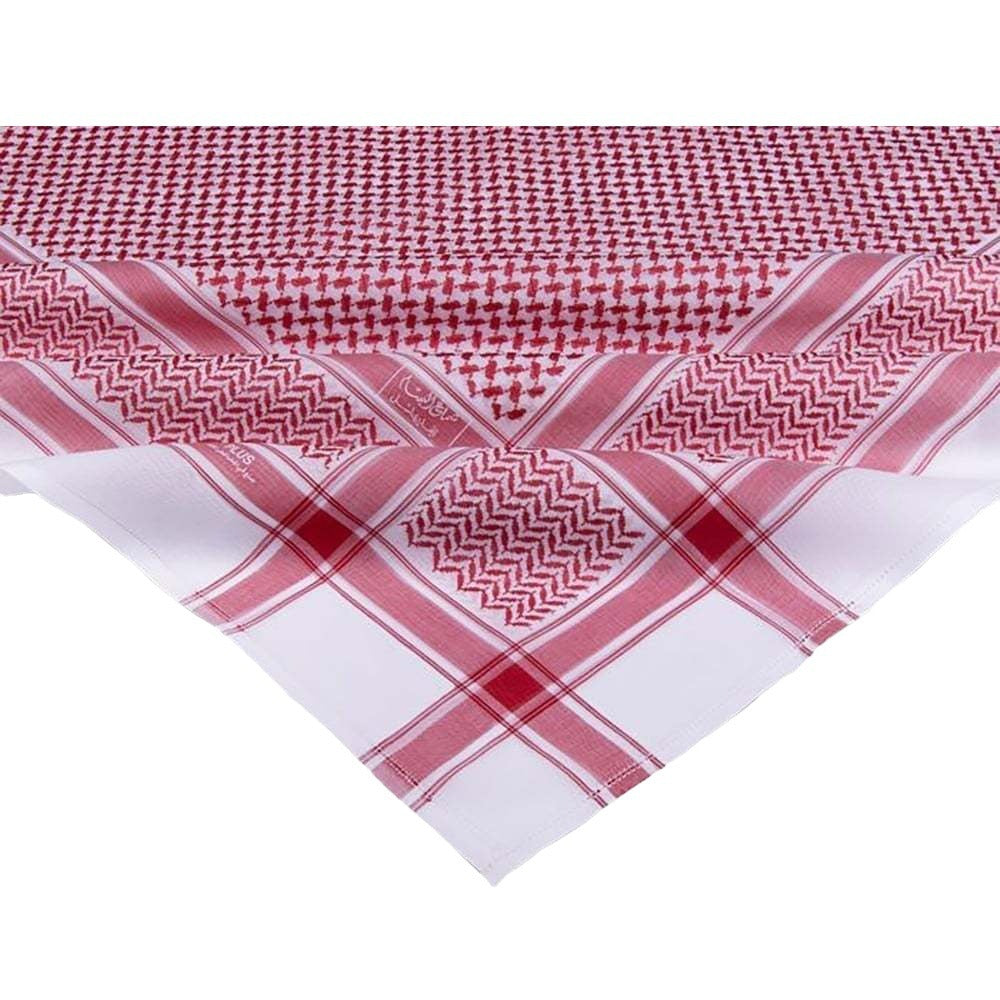 Muslim Men's Arab Headscarf with Red Checkered Stripes