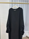 Latest Fashion Cuff Tie Muslim Robe Abaya Syari Female Muslim Abaya Worship Service Abayas Wy2061