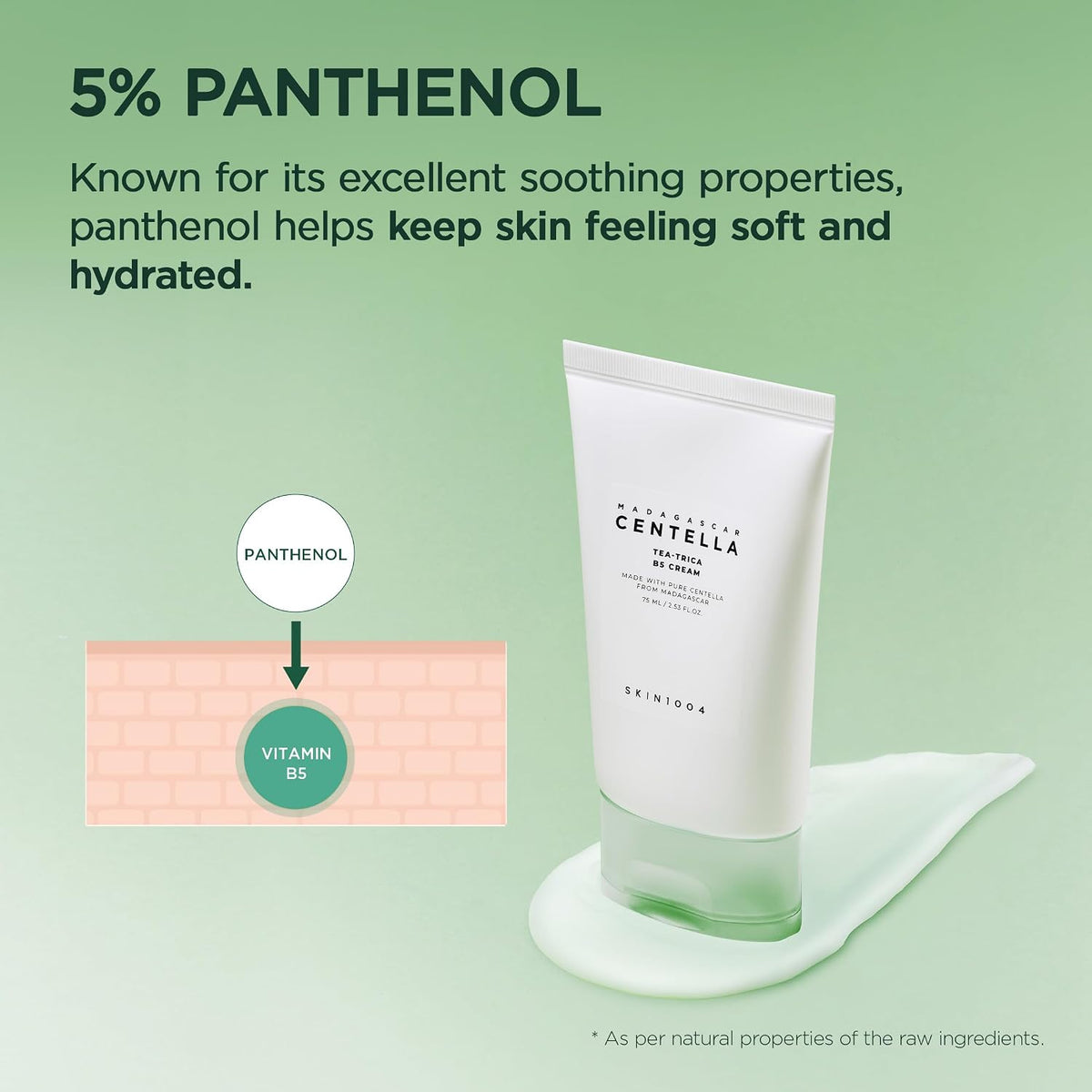 Tea-Trica B5 Cream, Face Moisturizer with Centella Asiatica & Panthenol B5, Gel Moisturizer for Soothing & Hydrating, Cica Cream with Tea Tree & Centella, Korean Skin Care, 2.53 Fl.Oz / 75Ml