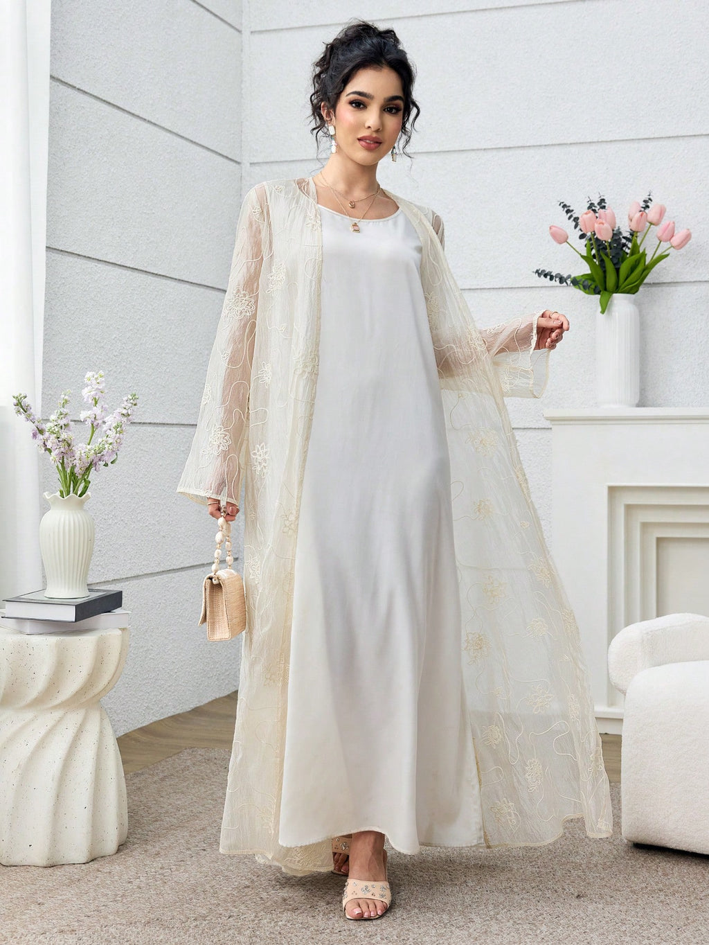 Yasmyna Women'S Embroidered Modest Elegant Abaya Robe, Suitable for Spring/Summer Abayas Dubai