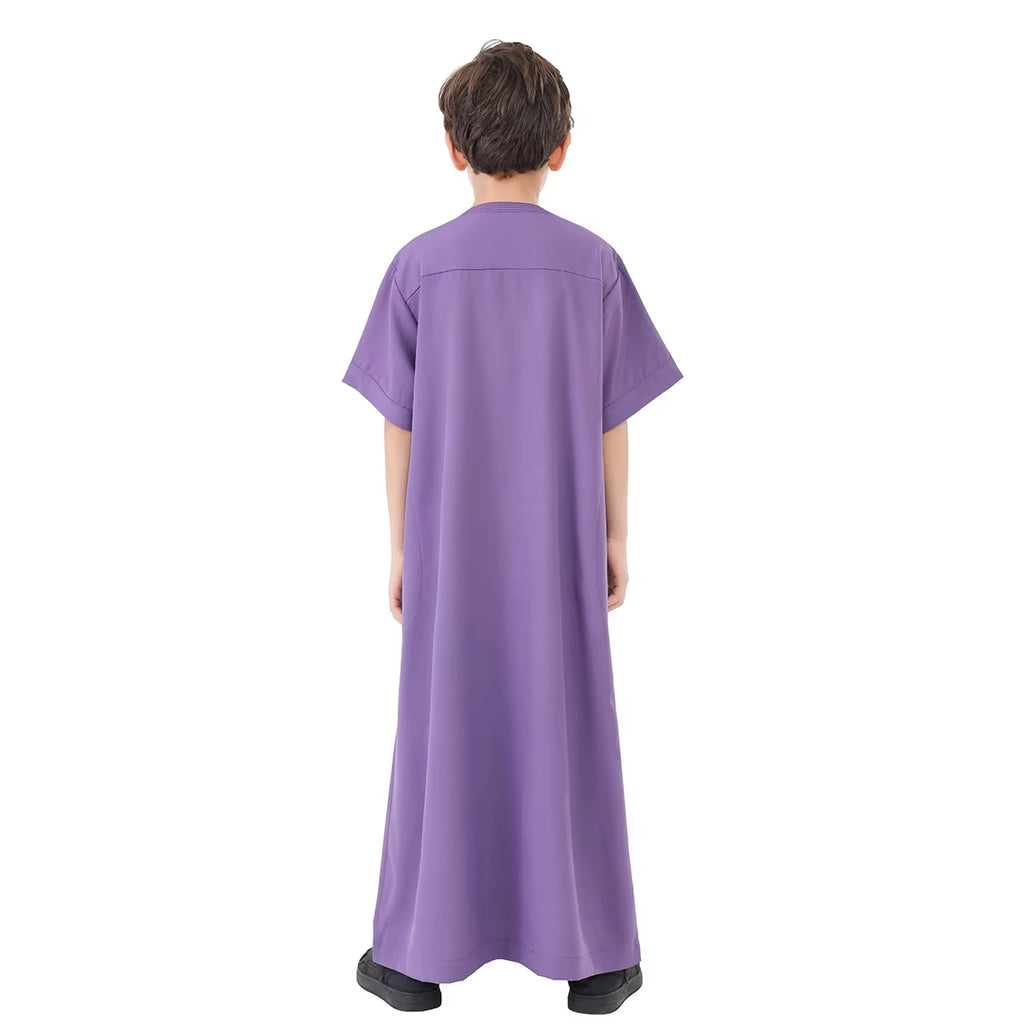 Black Beige Robe for Muslim Boy Teenager Spring Thobe Elegant Caftan Turkey Ramadan Prayer Arab Abayas Lowly Elastic