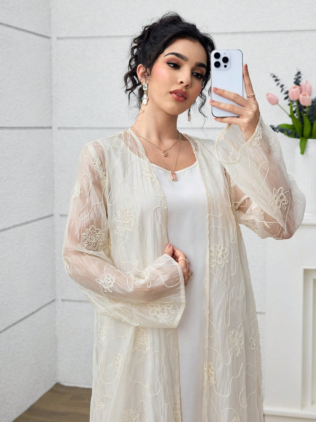 Yasmyna Women'S Embroidered Modest Elegant Abaya Robe, Suitable for Spring/Summer Abayas Dubai