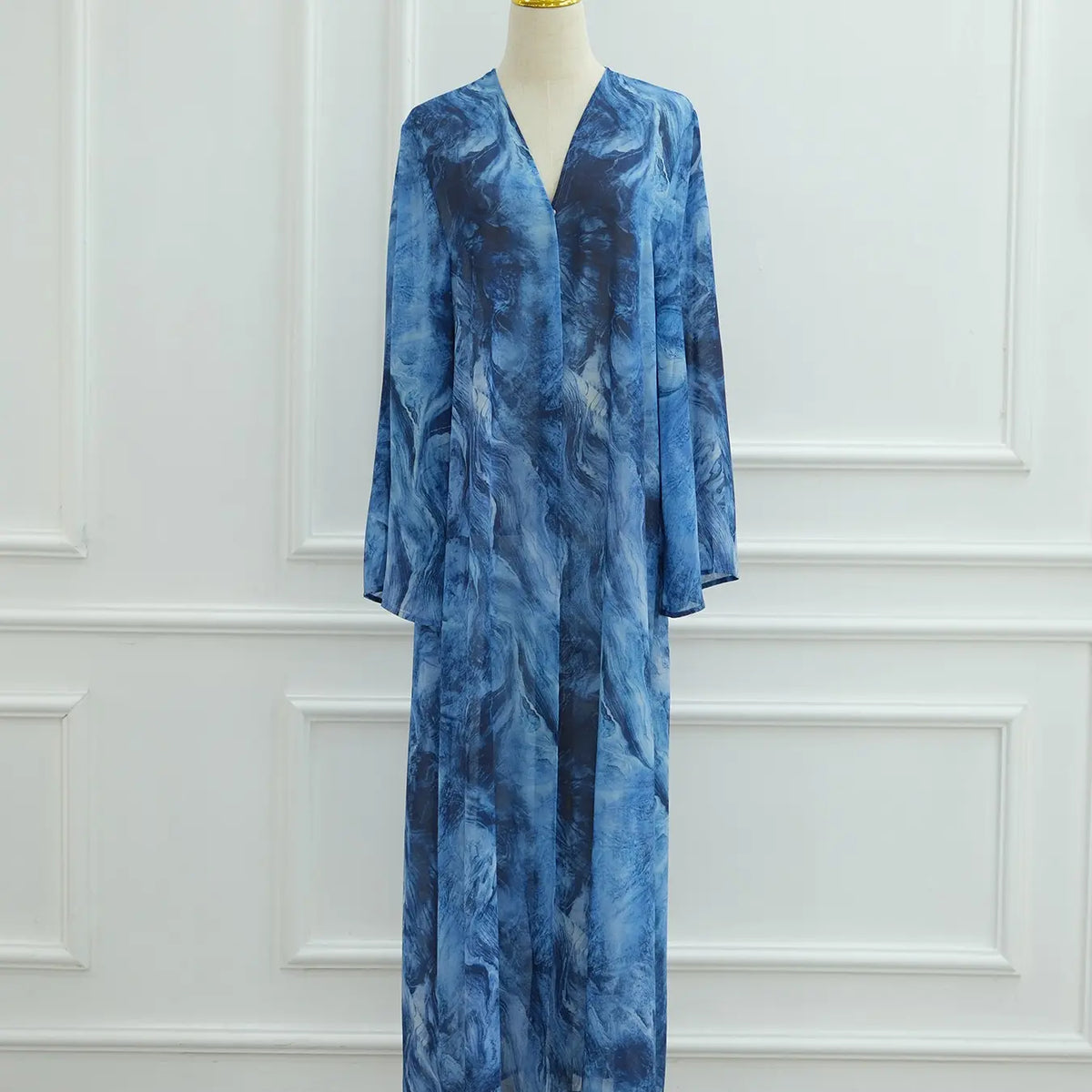 New Muslim Women Gradient Tie Dye Two-Piece Set, Muslim Clothing, Loose Batwing Sleeve Open Front Abaya Dress, Elegant Dubai Style, All Seasons Casual Wear