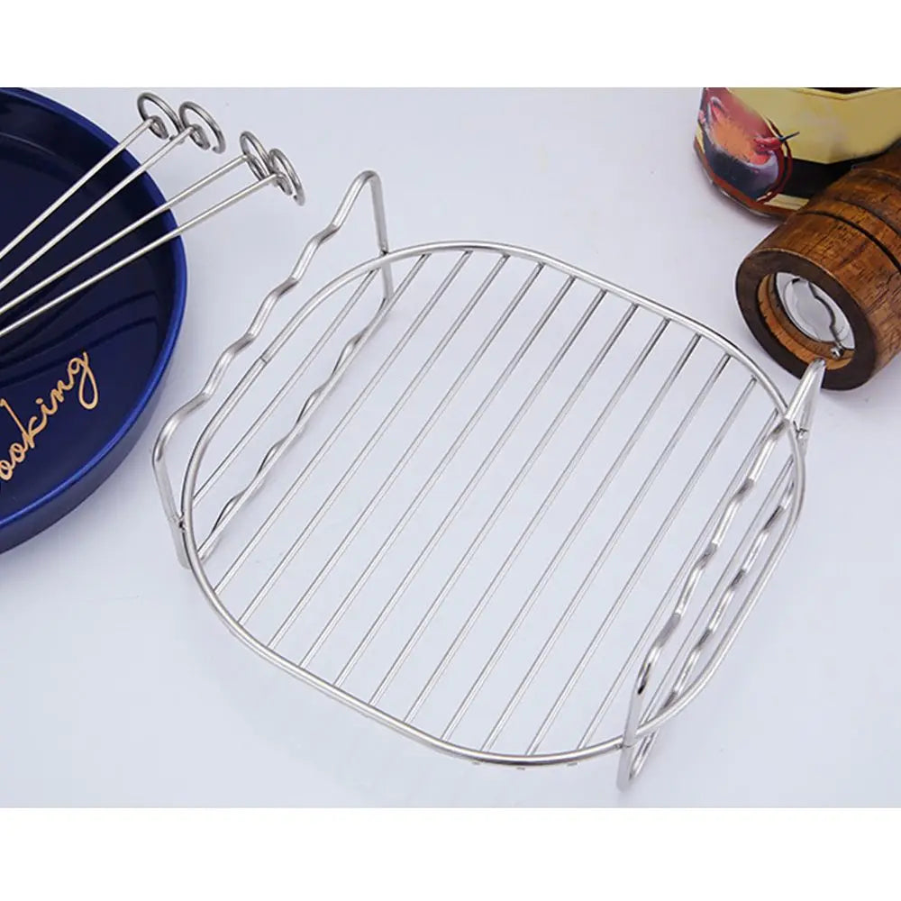 Baking Tray Skewers Air Fryer Stainless Steel Holder BBQ Rack Double-Deck Home Baking Dishes Durable Tray Rack