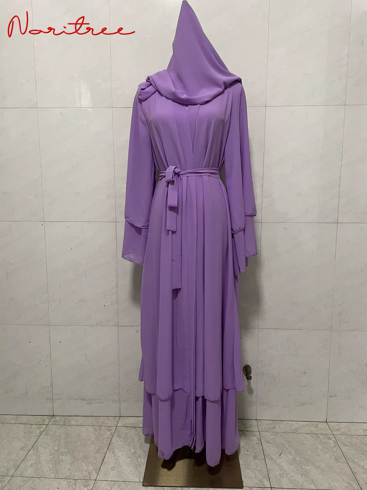 Fashion Chiffon Abaya Kimono Dubai Muslim Cardigan Abayas Women Casual Robe Female Islam Clothes with Belt F2664