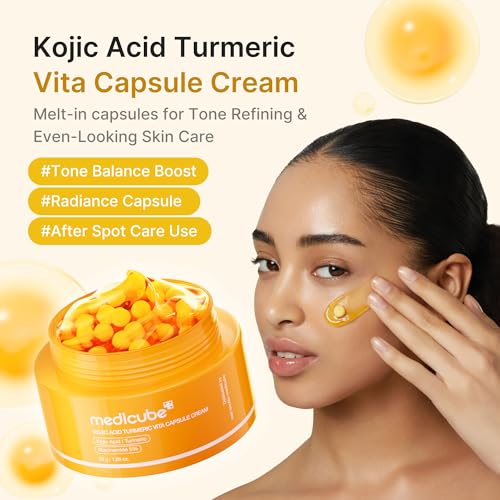 Kojic Acid Brightening & Hydration Duo: Kojic Acid Capsule Cream and Eye Gel Serum | All-Day Radiance Care for Eye & Face | Soothing & Hydrating Care