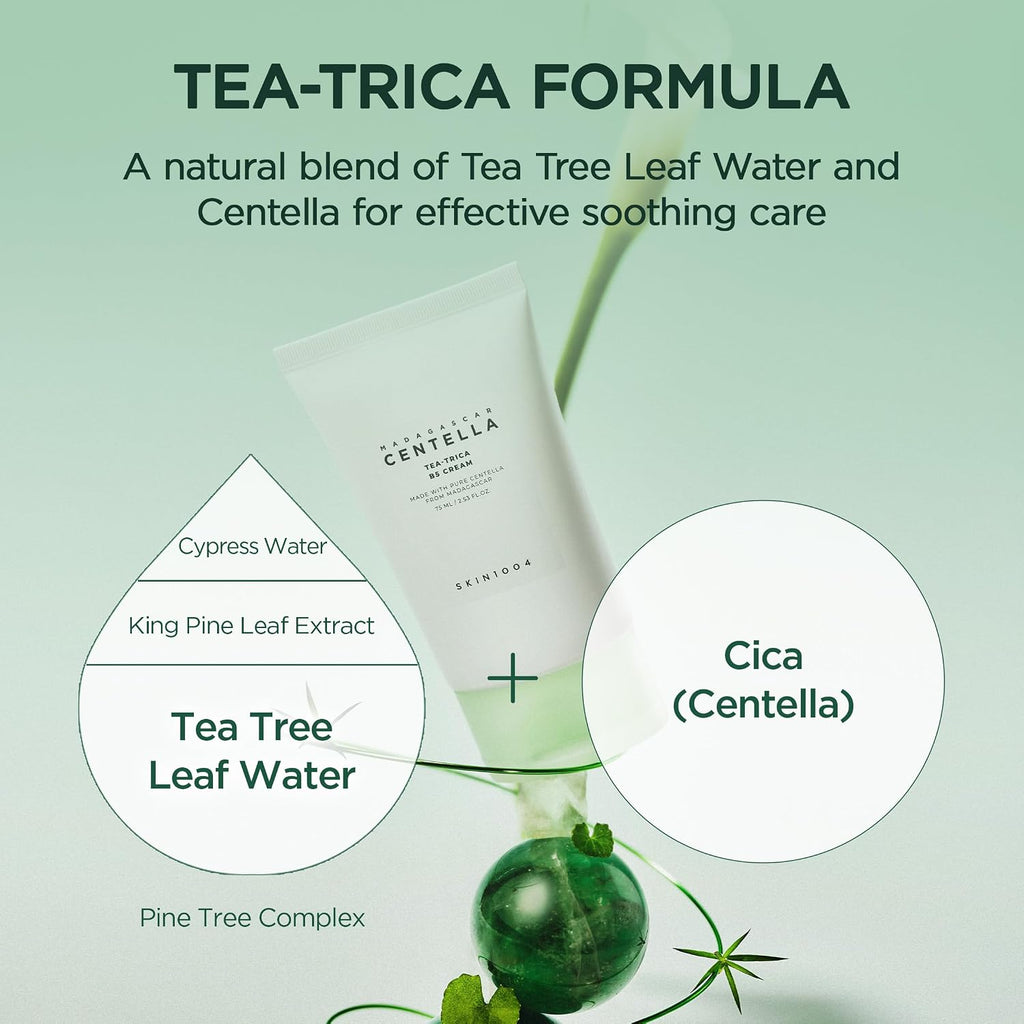 Tea-Trica B5 Cream, Face Moisturizer with Centella Asiatica & Panthenol B5, Gel Moisturizer for Soothing & Hydrating, Cica Cream with Tea Tree & Centella, Korean Skin Care, 2.53 Fl.Oz / 75Ml