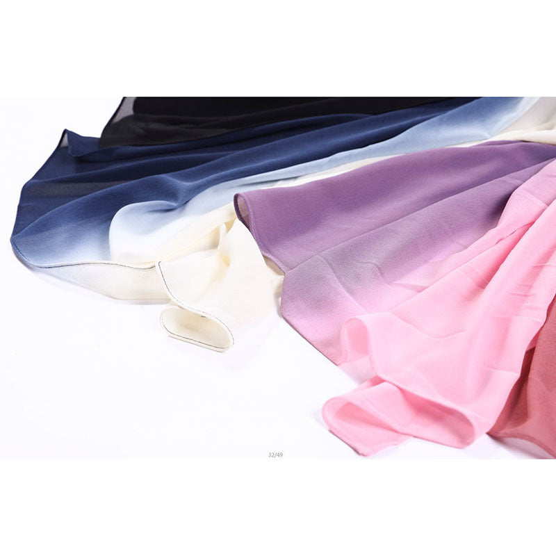 New Muslim Scarf, Pearl Chiffon Hand-Painted Gradient