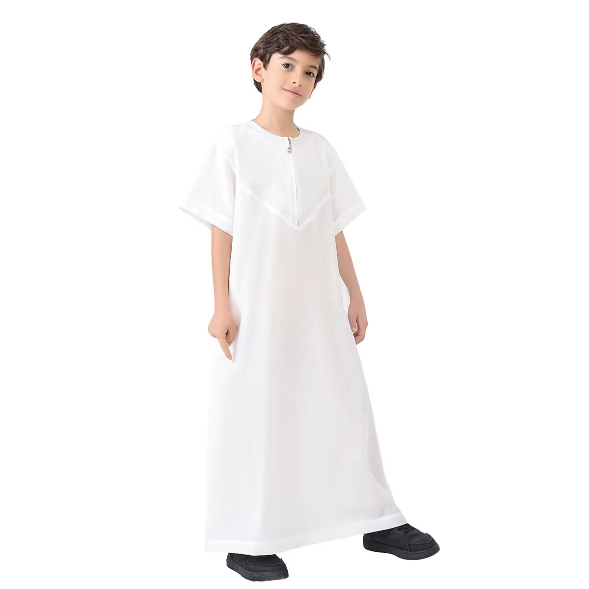 Black Beige Robe for Muslim Boy Teenager Spring Thobe Elegant Caftan Turkey Ramadan Prayer Arab Abayas Lowly Elastic