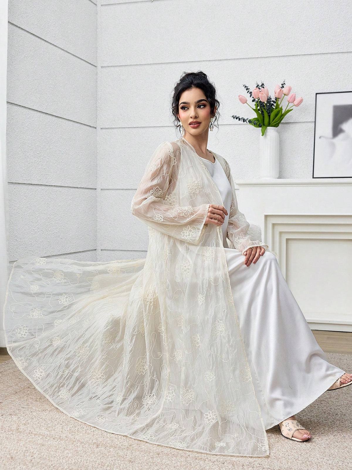 Yasmyna Women'S Embroidered Modest Elegant Abaya Robe, Suitable for Spring/Summer Abayas Dubai