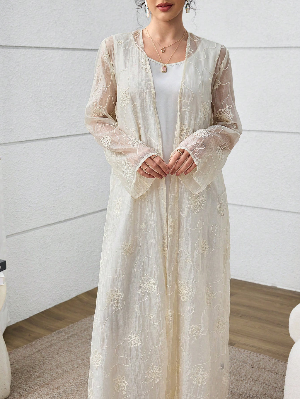 Yasmyna Women'S Embroidered Modest Elegant Abaya Robe, Suitable for Spring/Summer Abayas Dubai