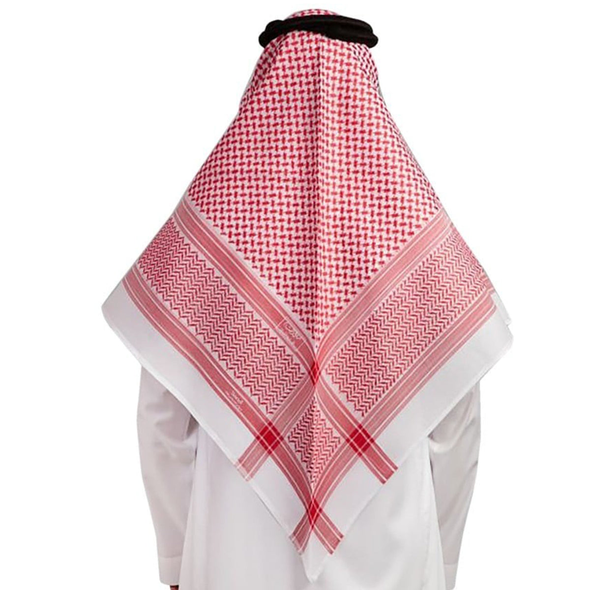 Muslim Men's Arab Headscarf with Red Checkered Stripes