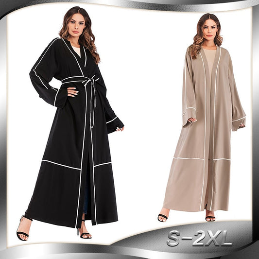 Contrast Striped Cardigan for Muslim Wear