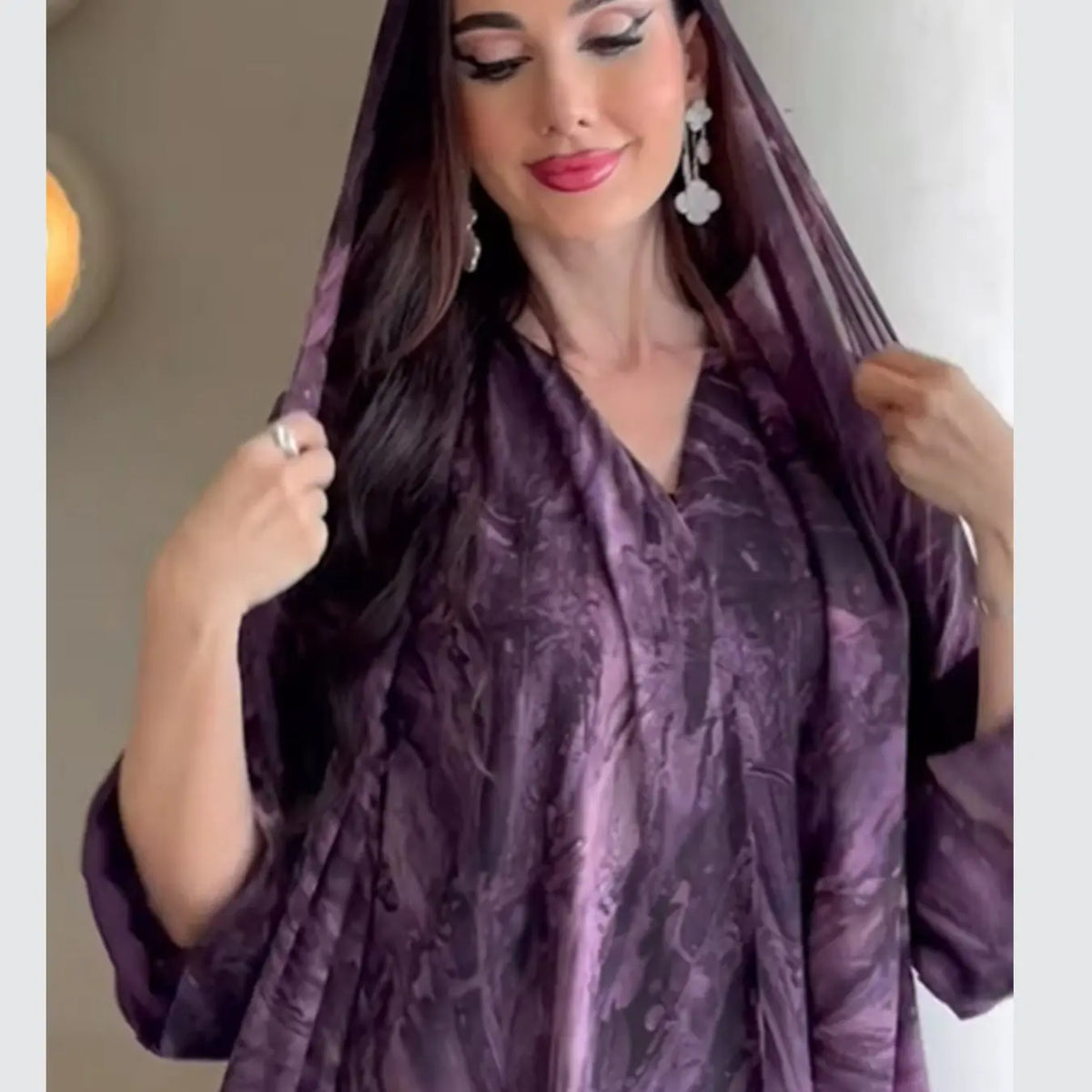 New Muslim Women Gradient Tie Dye Two-Piece Set, Muslim Clothing, Loose Batwing Sleeve Open Front Abaya Dress, Elegant Dubai Style, All Seasons Casual Wear