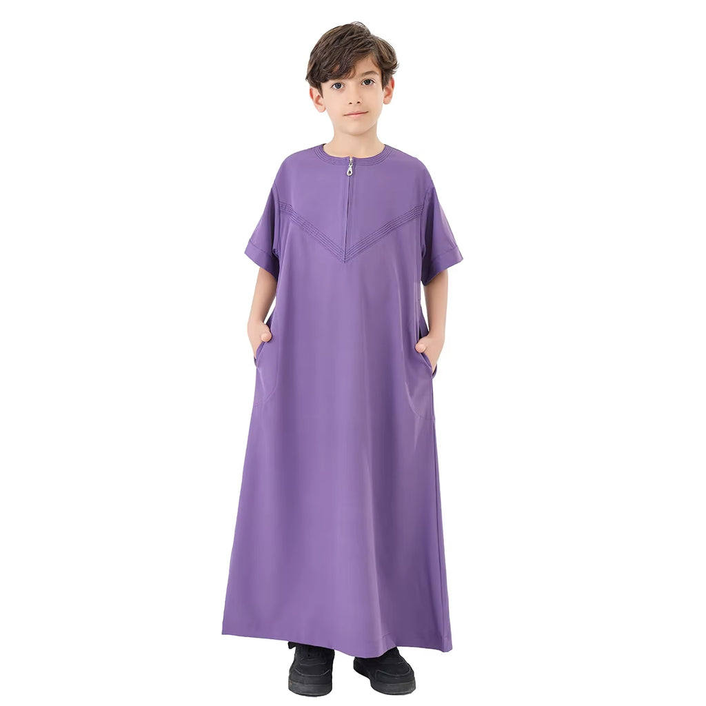 Black Beige Robe for Muslim Boy Teenager Spring Thobe Elegant Caftan Turkey Ramadan Prayer Arab Abayas Lowly Elastic