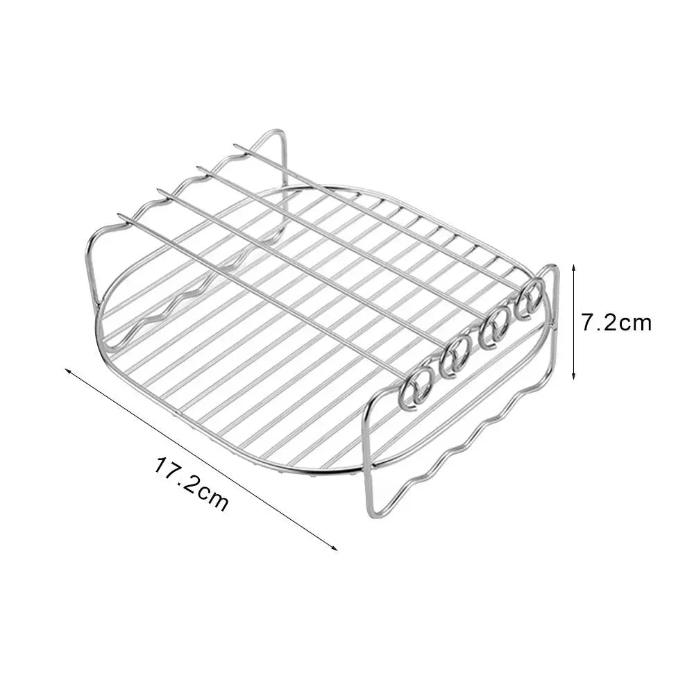 Baking Tray Skewers Air Fryer Stainless Steel Holder BBQ Rack Double-Deck Home Baking Dishes Durable Tray Rack