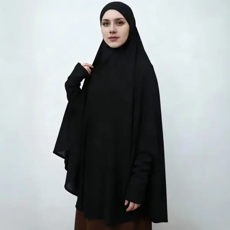 Zahrasofi Women'S Full Coverage Prayer Abaya - Solid Polyester Sleeves, Classic Glamorous Luxury Modern Instant Shawls Hijab, Durable Casual Wear, 160*130Cm, Hand Wash or Dry Clean, Classic Instant Hijab