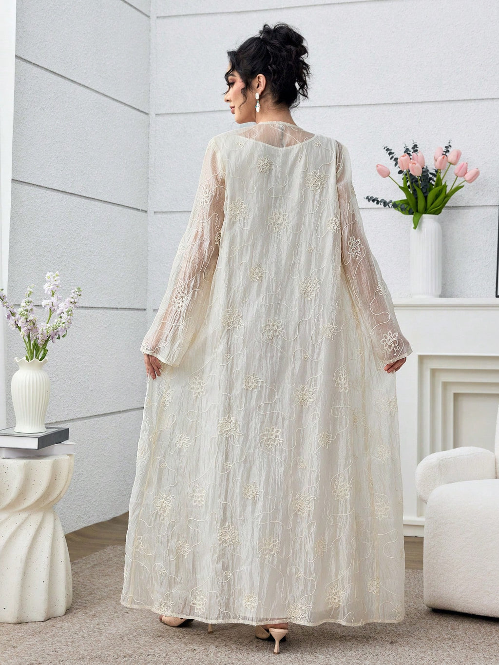 Yasmyna Women'S Embroidered Modest Elegant Abaya Robe, Suitable for Spring/Summer Abayas Dubai